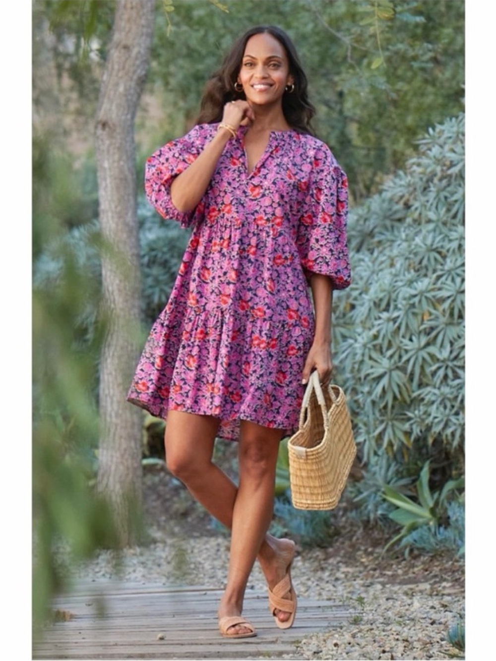 Sundry x Evereve, The Anywhere Ditzy Floral 100% Cotton Dress, Size 2